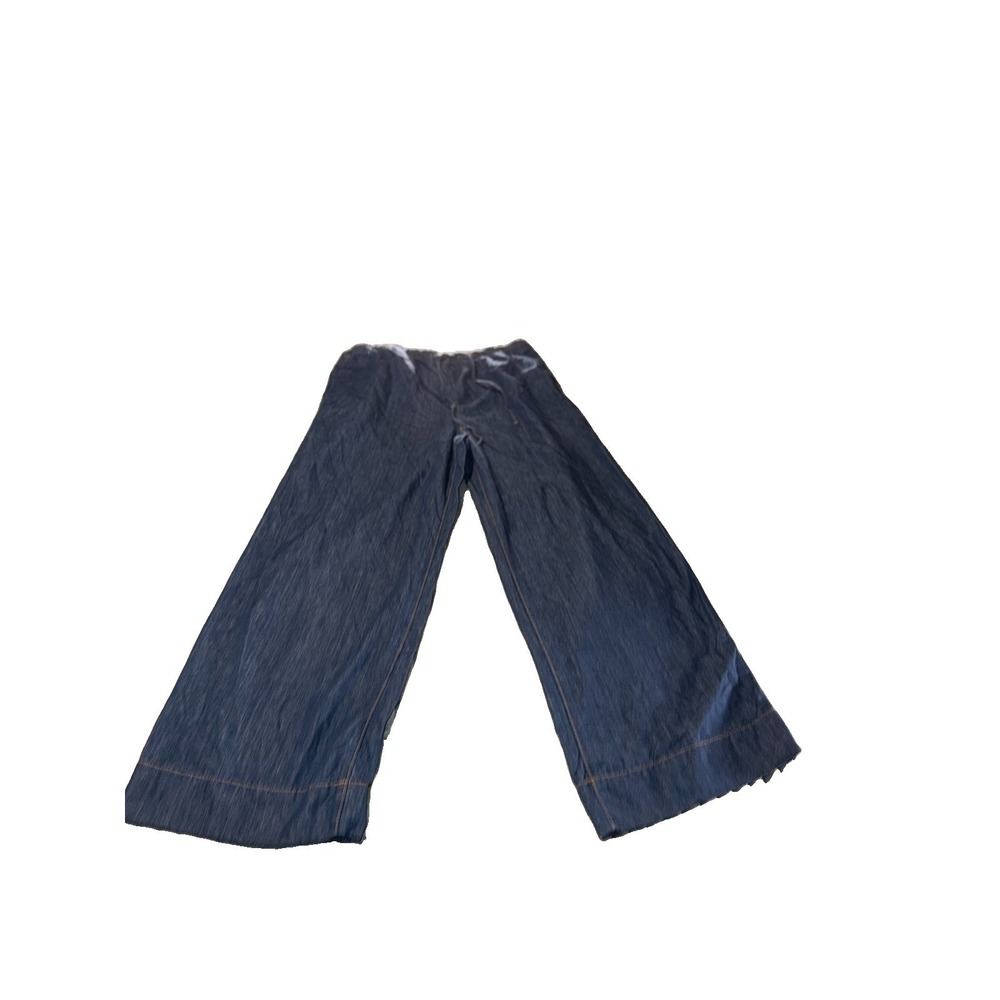 H&M Pull On Wide-leg Paperbag Denim Pants Med. Dark Wash Size Large Crop 29"